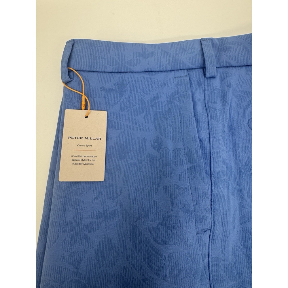 NWT Peter Millar Crown Sport Salem Shadow Stripe Floral Golf Shorts Blue 40 $115 - Picture 1 of 9